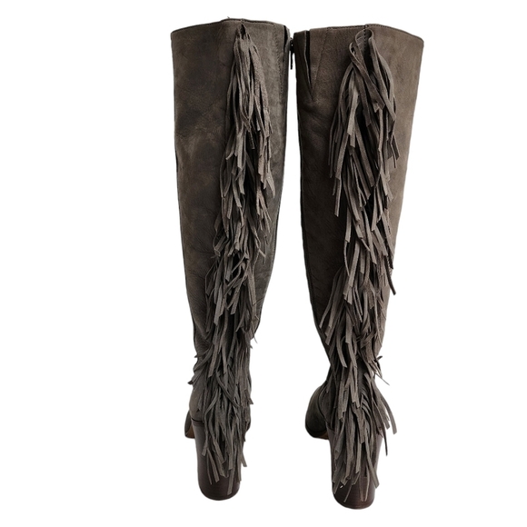 GIANNI BINI BACK DROP FRINGED LEATHER BOOT - Picture 4 of 7